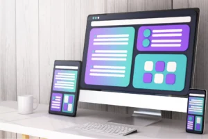 Imagen con mockup de un pagina web en chile responsiva